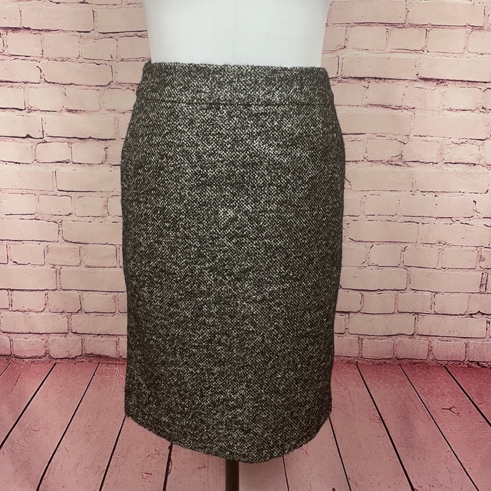 J. Crew Black and White Tweed Pencil Skirt